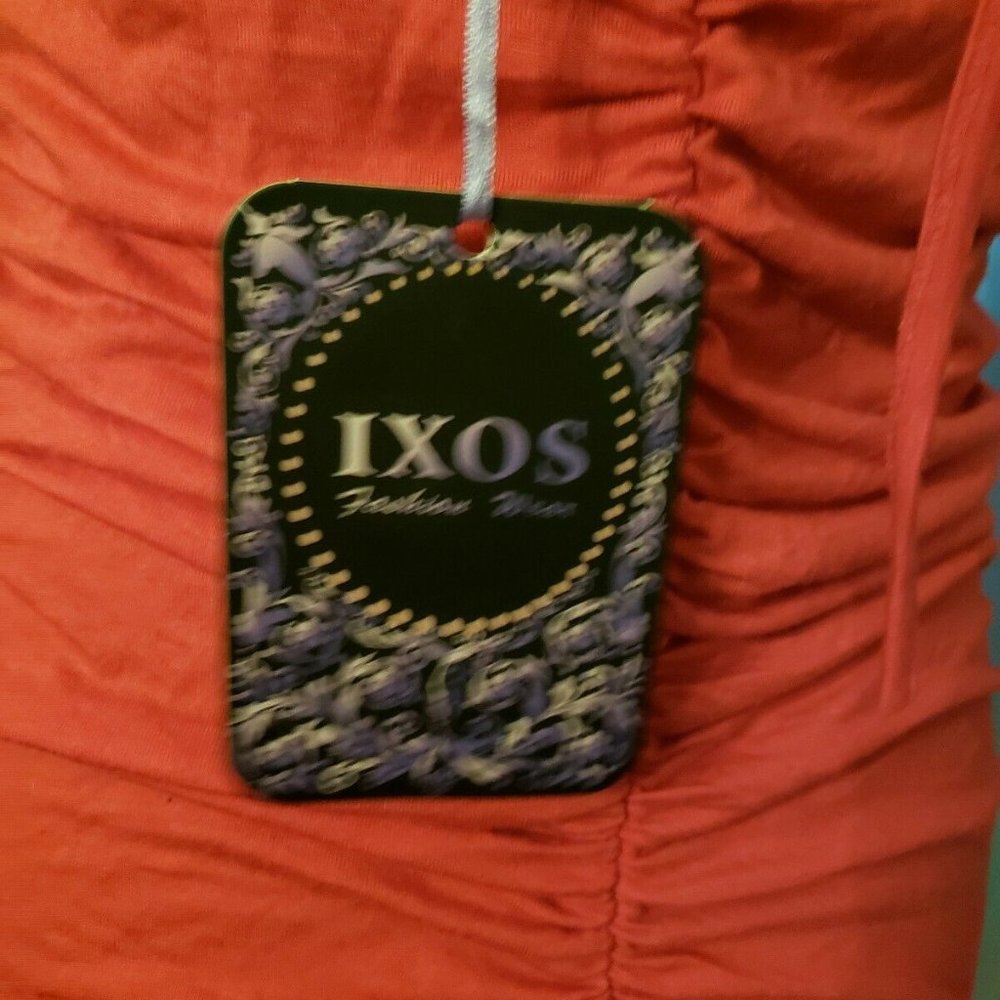 IXOS Red Bodycon Ruched Dress Large - Picture 9 of 9
